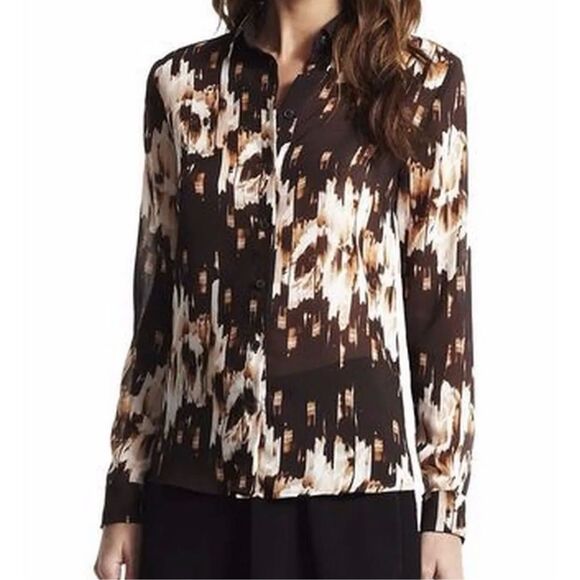 Derek Lam 4 DesigNation Rose Papaya Chiffon Dress Blouse - Picture 1 of 7